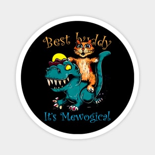 T Rex Dinosaur Riding Cat Magnet